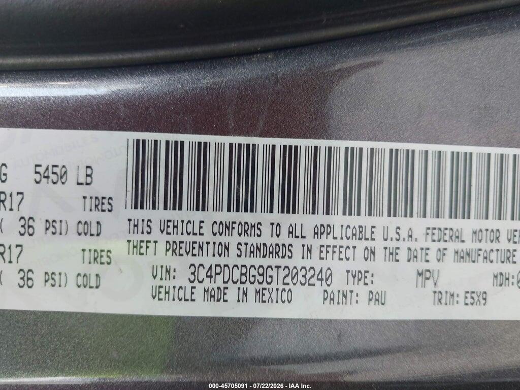 3C4PDCBG9GT203240 2016 DODGE JOURNEY photo no. 9