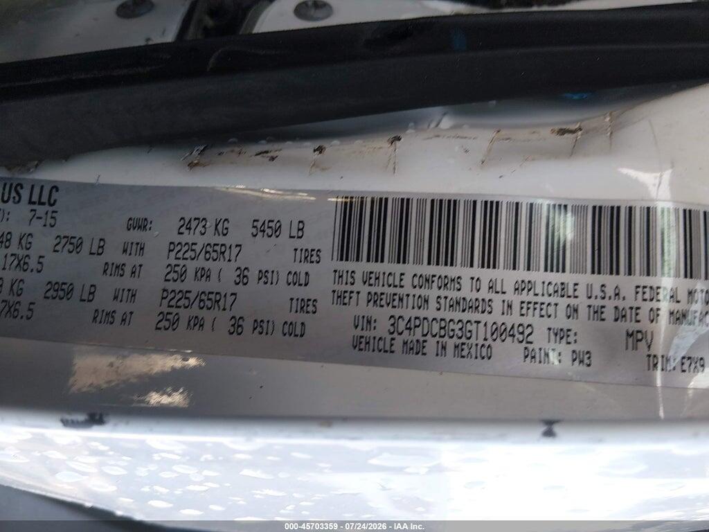 3C4PDCBG3GT100492 2016 DODGE JOURNEY photo no. 9