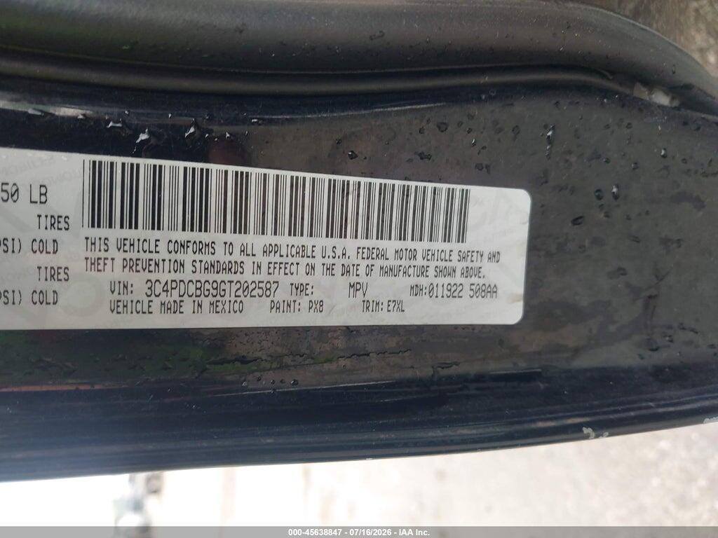3C4PDCBG9GT202587 2016 DODGE JOURNEY photo no. 9