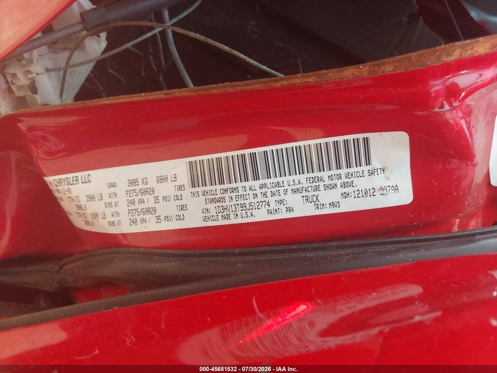 1D3HV13T99J512774 2009 DODGE RAM 1500 photo no. 9