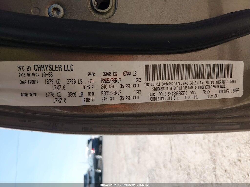 1D3HB18P49S728580 2009 DODGE RAM 1500 photo no. 9