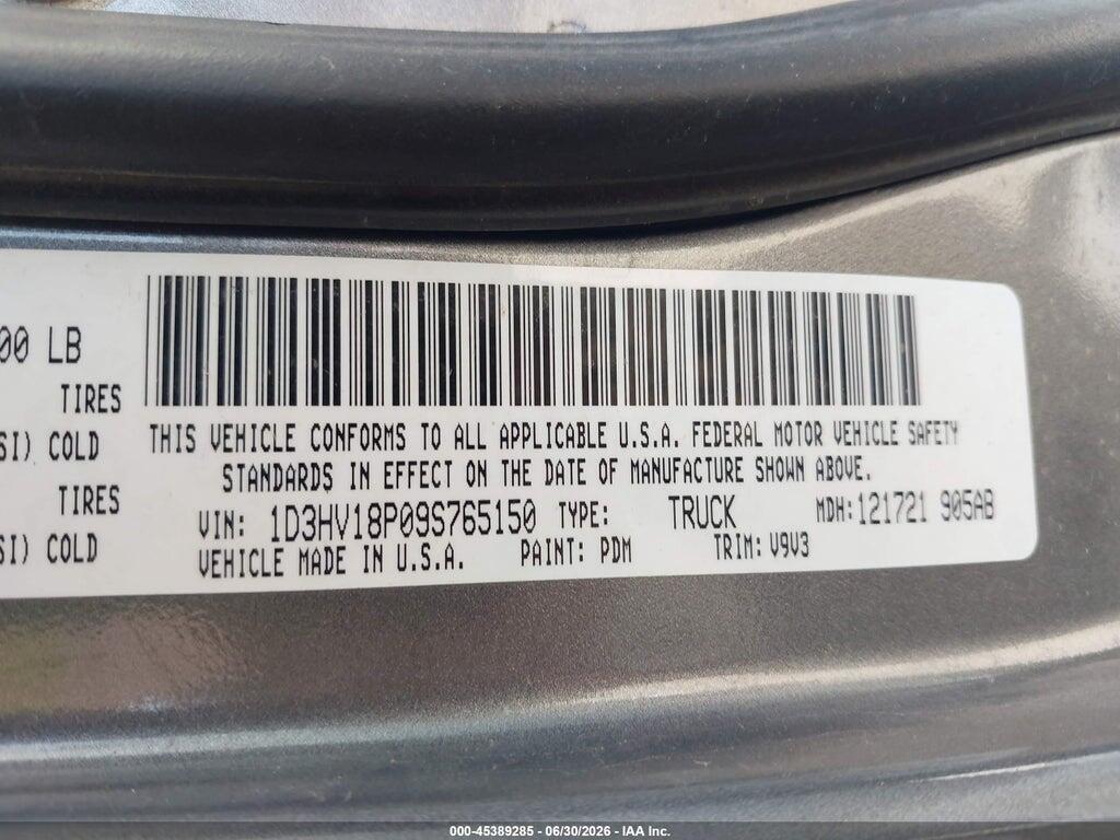 1D3HV18P09S765150 2009 DODGE RAM 1500 photo no. 9