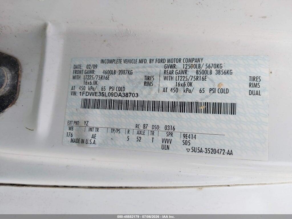 1FDWE35L09DA38703 2009 FORD E-350 CUTAWAY photo no. 8