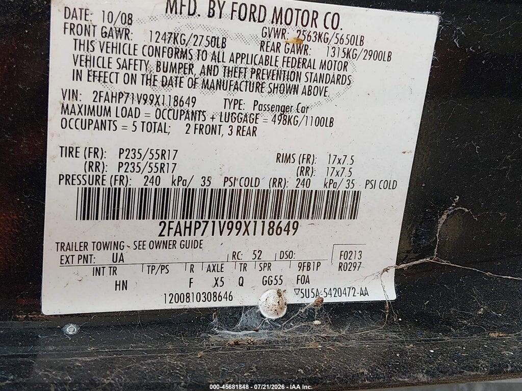 2FAHP71V99X118649 2009 FORD CROWN VICTORIA photo no. 9