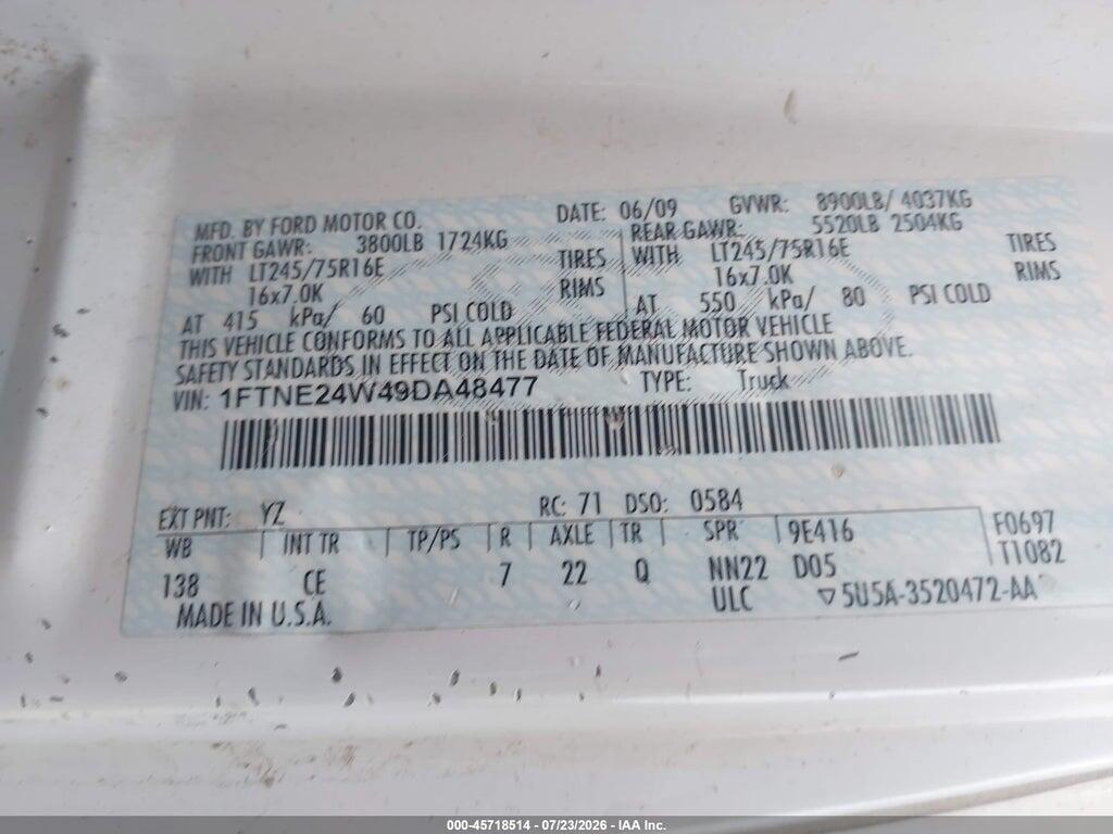 1FTNE24W49DA48477 2009 FORD E-250 photo no. 9