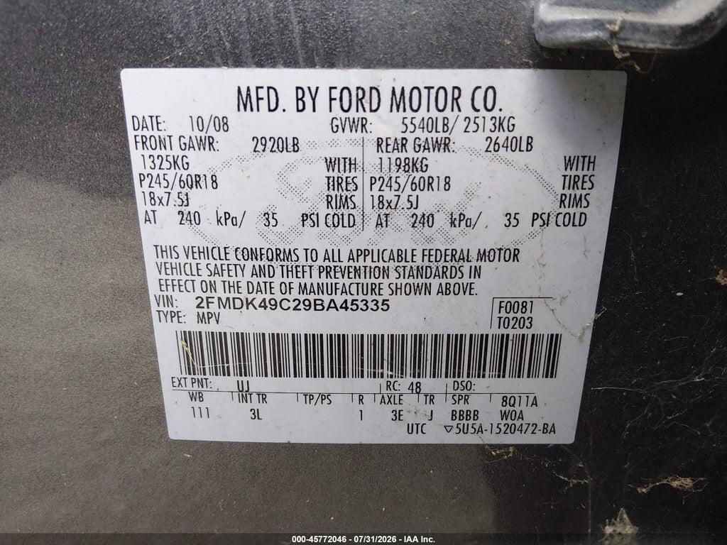 2FMDK49C29BA45335 2009 FORD EDGE photo no. 9
