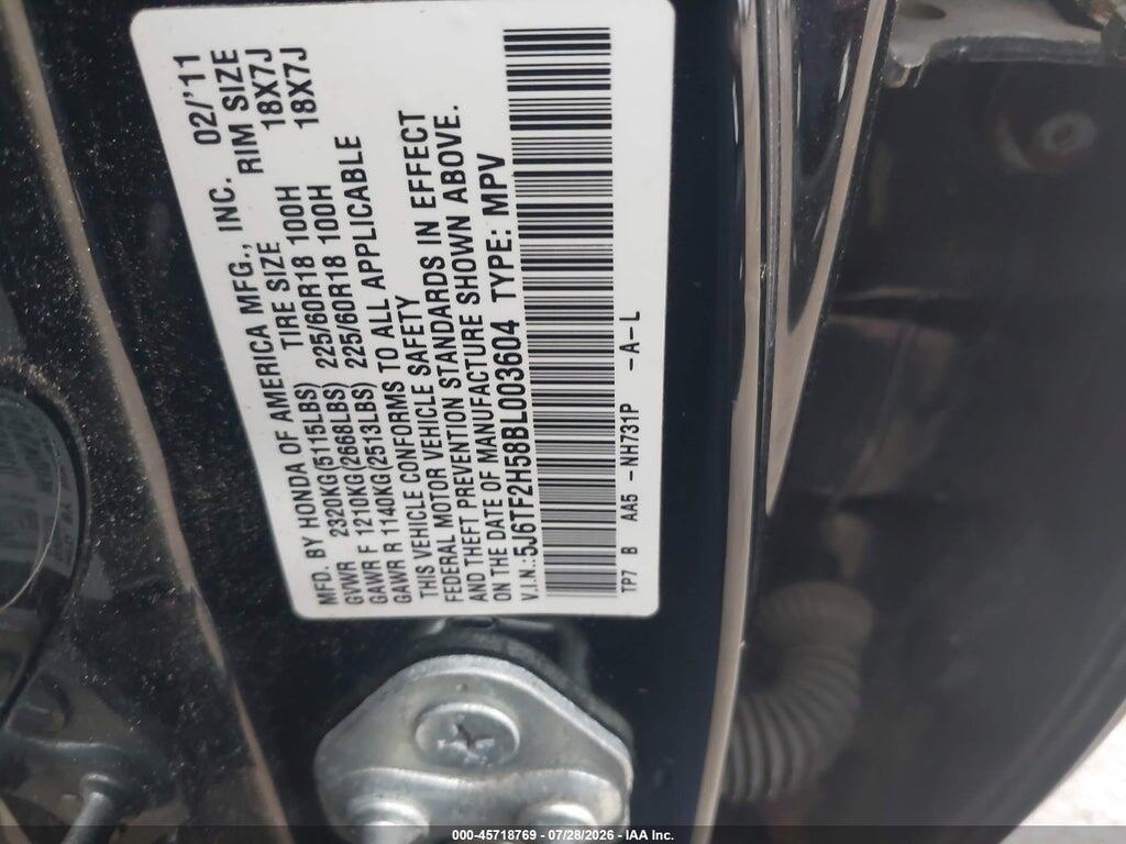 5J6TF2H58BL003604 2011 HONDA ACCORD CROSSTOUR photo no. 9