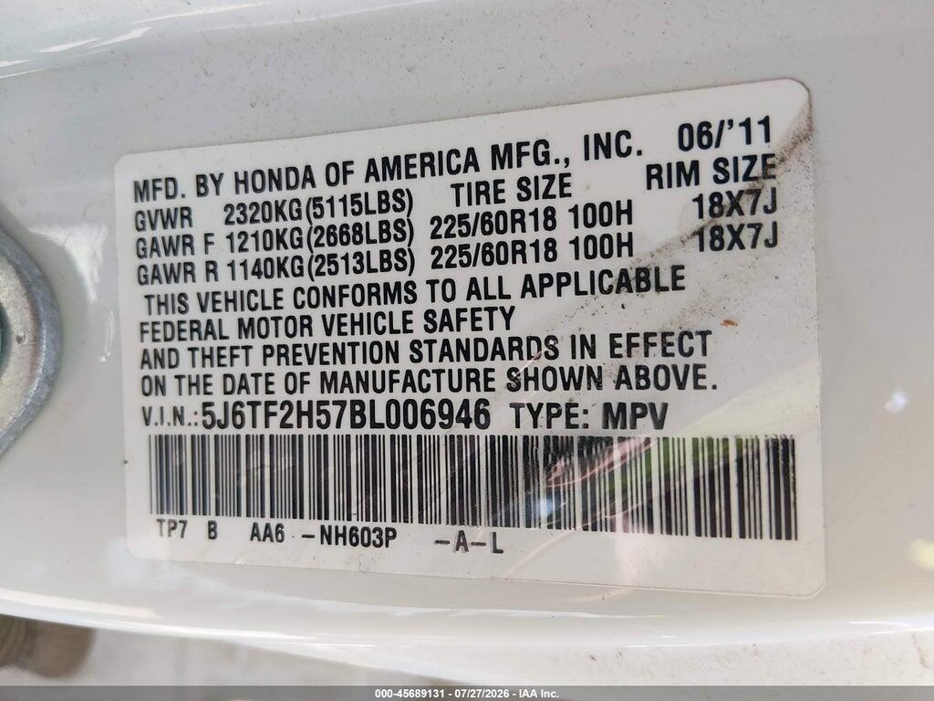 5J6TF2H57BL006946 2011 HONDA ACCORD CROSSTOUR photo no. 9