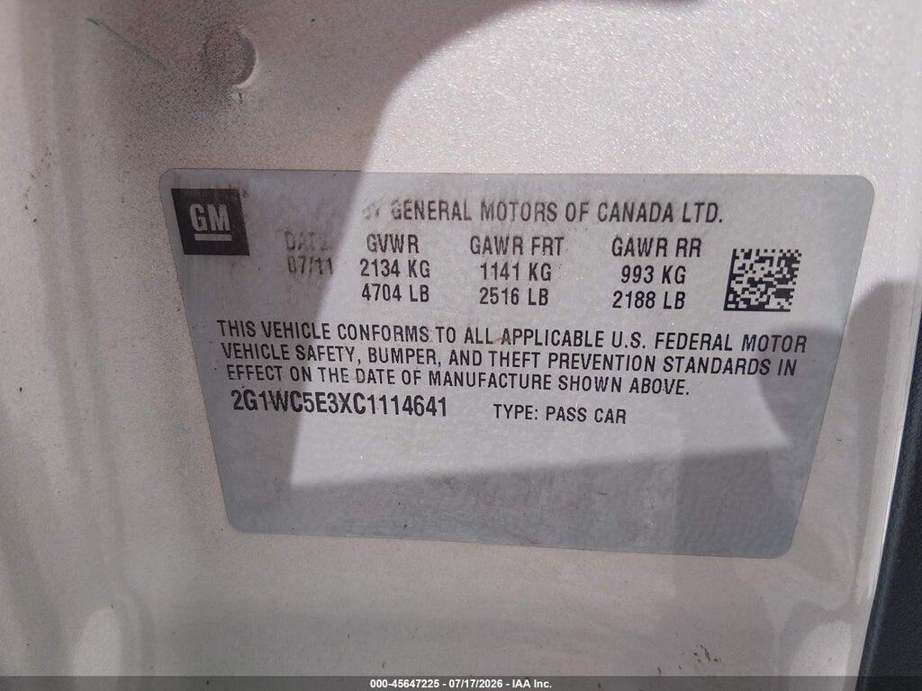 2G1WC5E3XC1114641 2012 CHEVROLET IMPALA photo no. 9