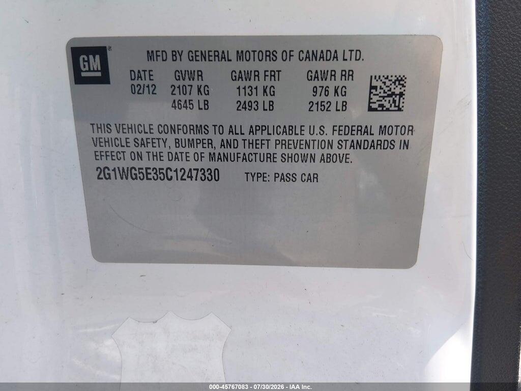 2G1WG5E35C1247330 2012 CHEVROLET IMPALA photo no. 9