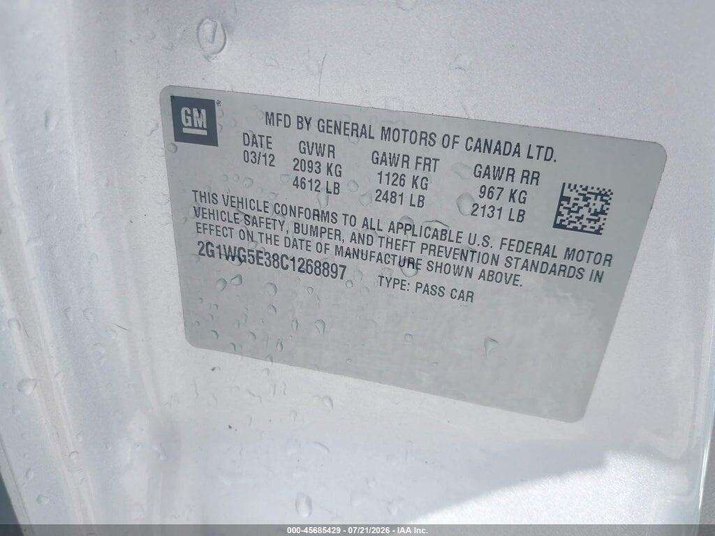 2G1WG5E38C1268897 2012 CHEVROLET IMPALA photo no. 9