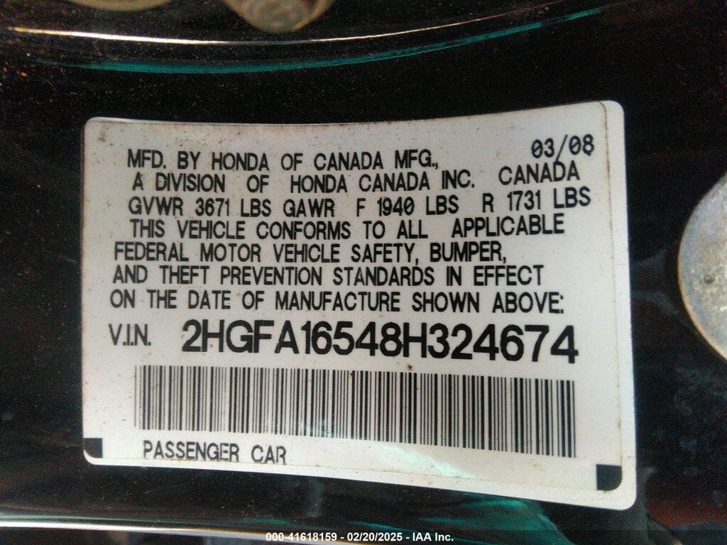 2HGFA16548H324674 2008 HONDA CIVIC photo no. 9