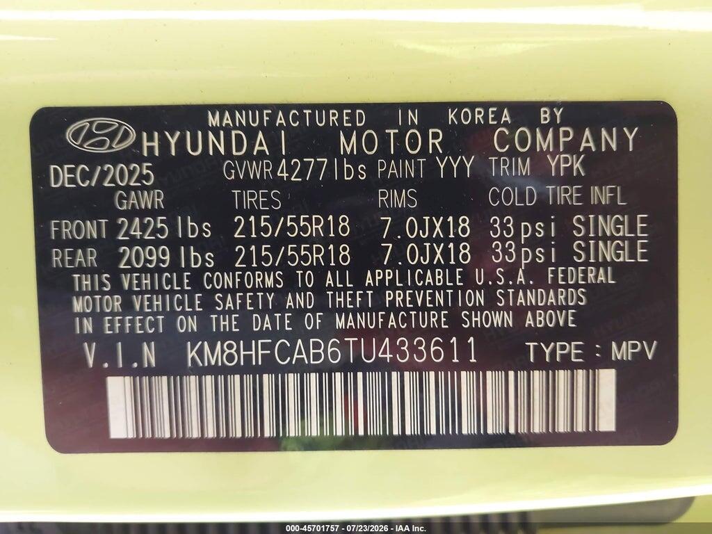 KM8HFCAB6TU433611 2026 HYUNDAI KONA photo no. 9