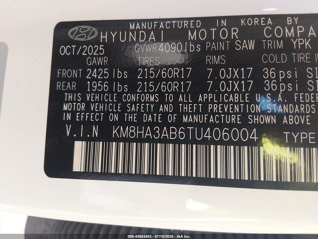 KM8HA3AB6TU406004 2026 HYUNDAI KONA photo no. 9