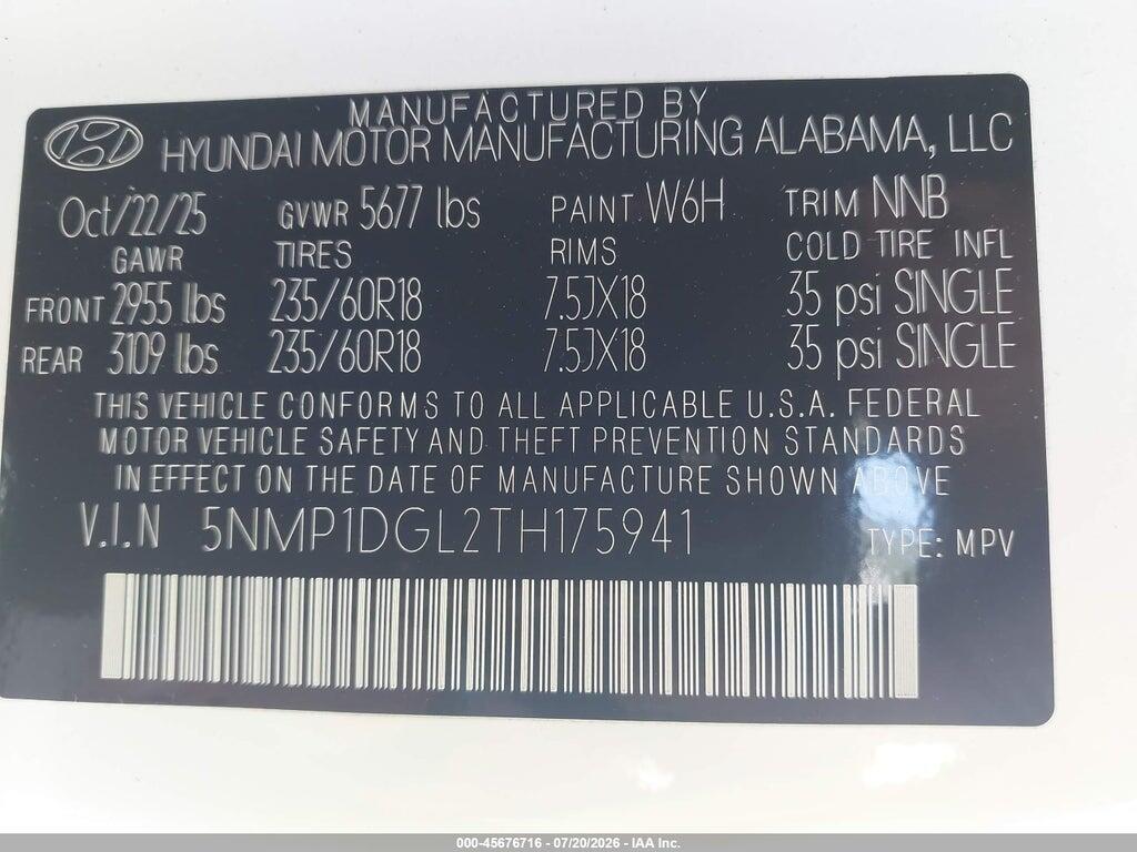 5NMP1DGL2TH175941 2026 HYUNDAI SANTA FE photo no. 9
