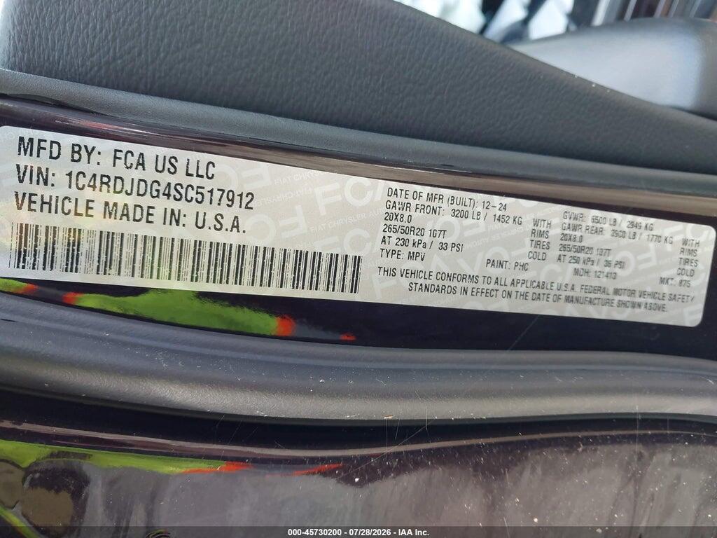 1C4RDJDG4SC517912 2025 DODGE DURANGO photo no. 9