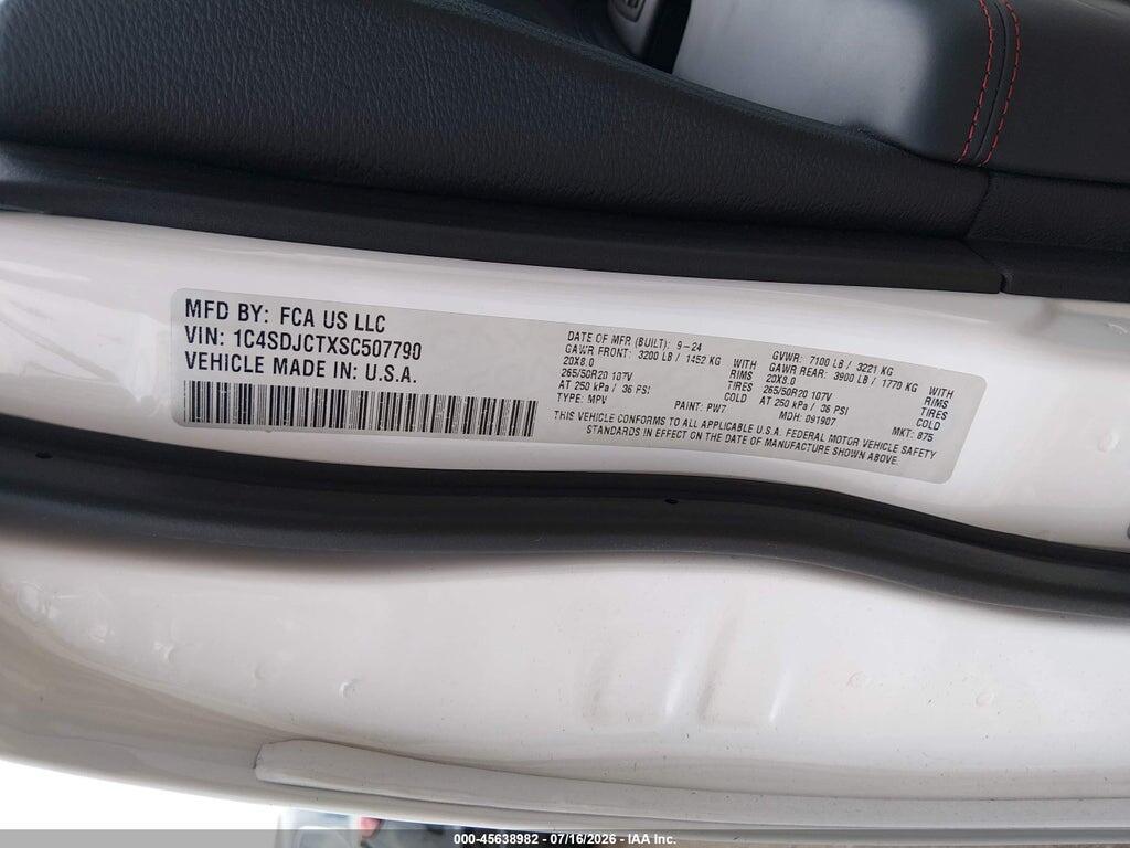 1C4SDJCTXSC507790 2025 DODGE DURANGO photo no. 9