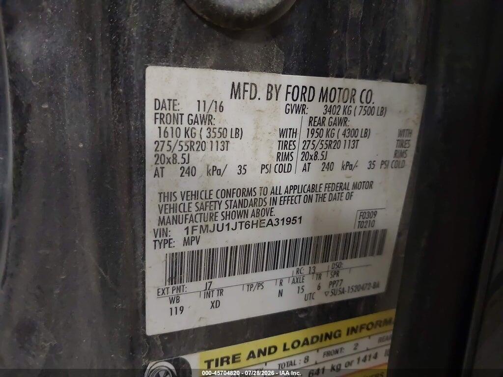 1FMJU1JT6HEA31951 2017 FORD EXPEDITION photo no. 9