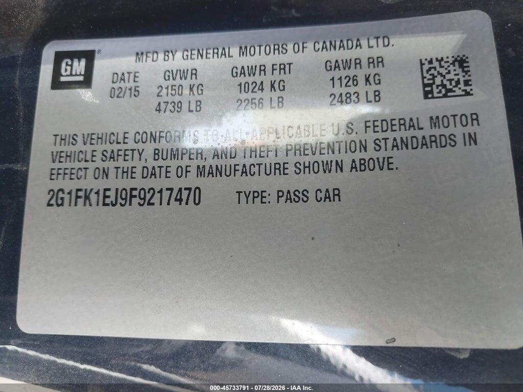 2G1FK1EJ9F9217470 2015 CHEVROLET CAMARO photo no. 9