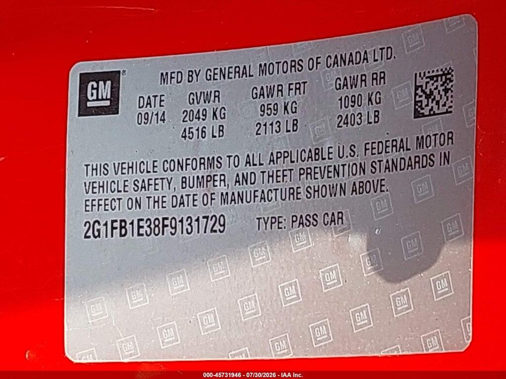 2G1FB1E38F9131729 2015 CHEVROLET CAMARO photo no. 9