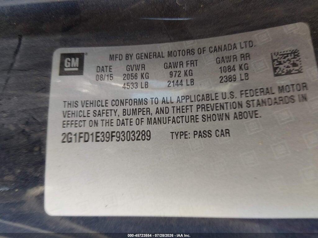2G1FD1E39F9303289 2015 CHEVROLET CAMARO photo no. 9