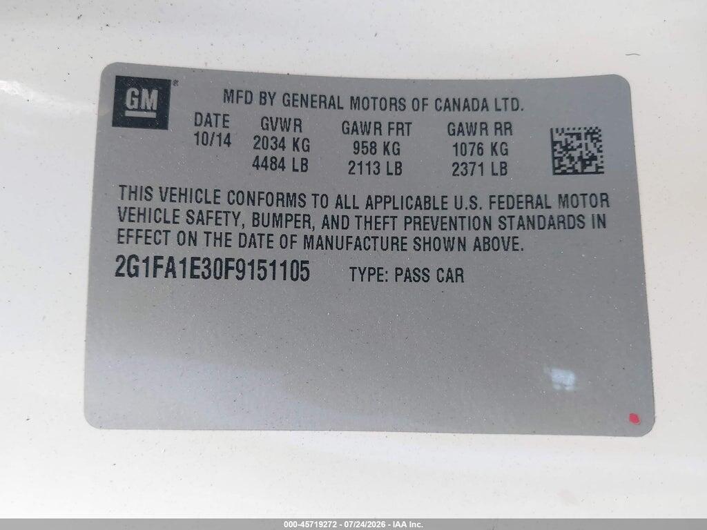 2G1FA1E30F9151105 2015 CHEVROLET CAMARO photo no. 9
