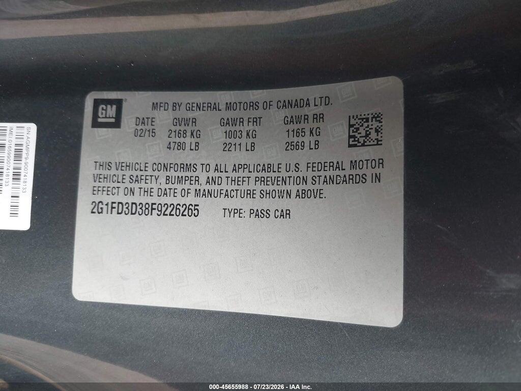 2G1FD3D38F9226265 2015 CHEVROLET CAMARO photo no. 9