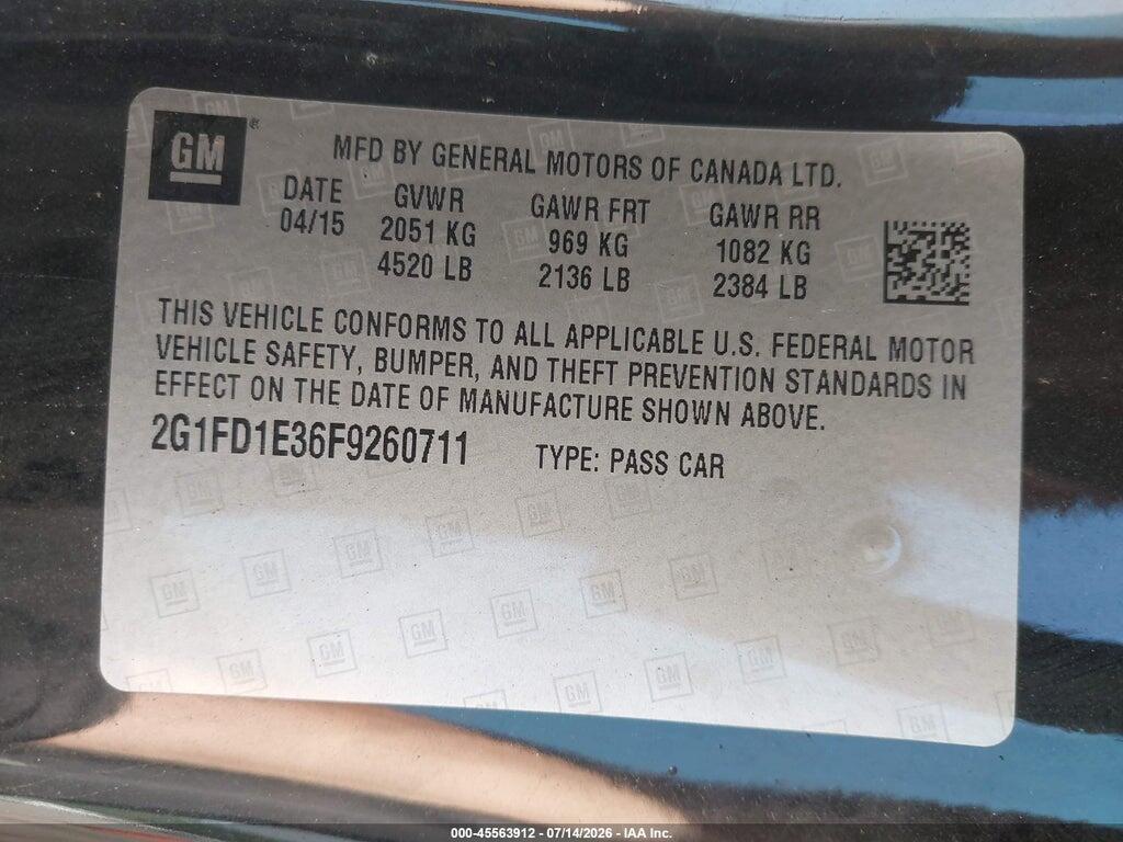 2G1FD1E36F9260711 2015 CHEVROLET CAMARO photo no. 9