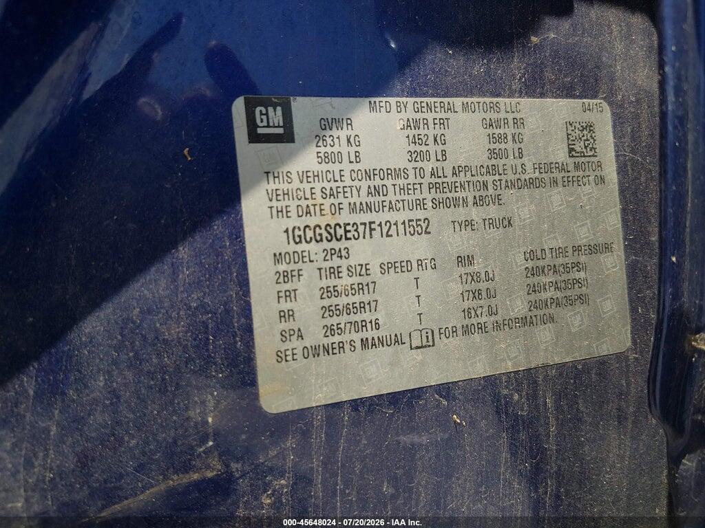 1GCGSCE37F1211552 2015 CHEVROLET COLORADO photo no. 9
