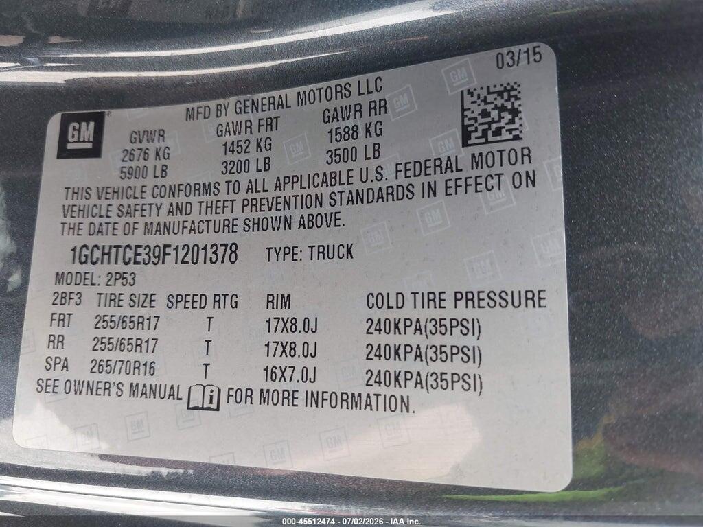 1GCHTCE39F1201378 2015 CHEVROLET COLORADO photo no. 9