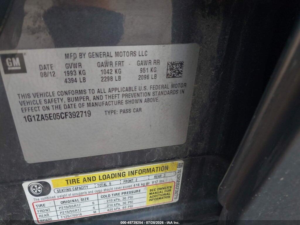 1G1ZA5E05CF392719 2012 CHEVROLET MALIBU photo no. 9