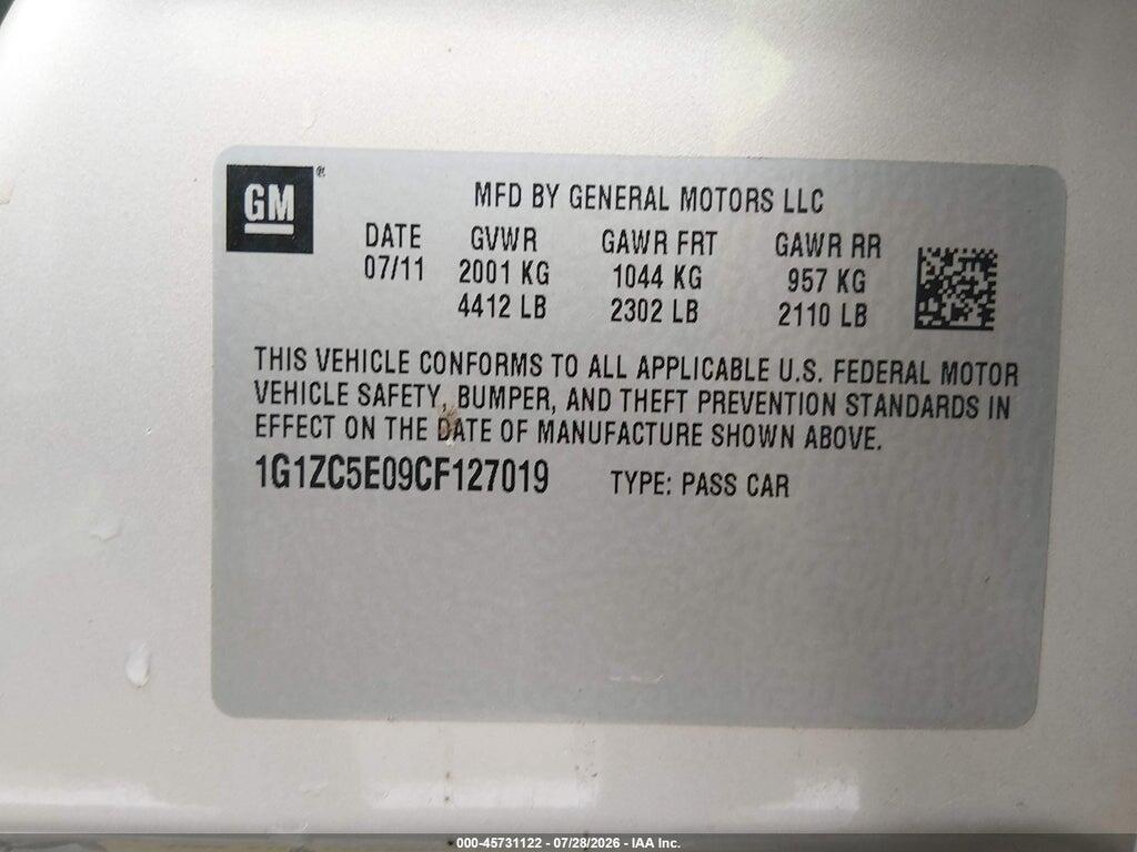 1G1ZC5E09CF127019 2012 CHEVROLET MALIBU photo no. 9
