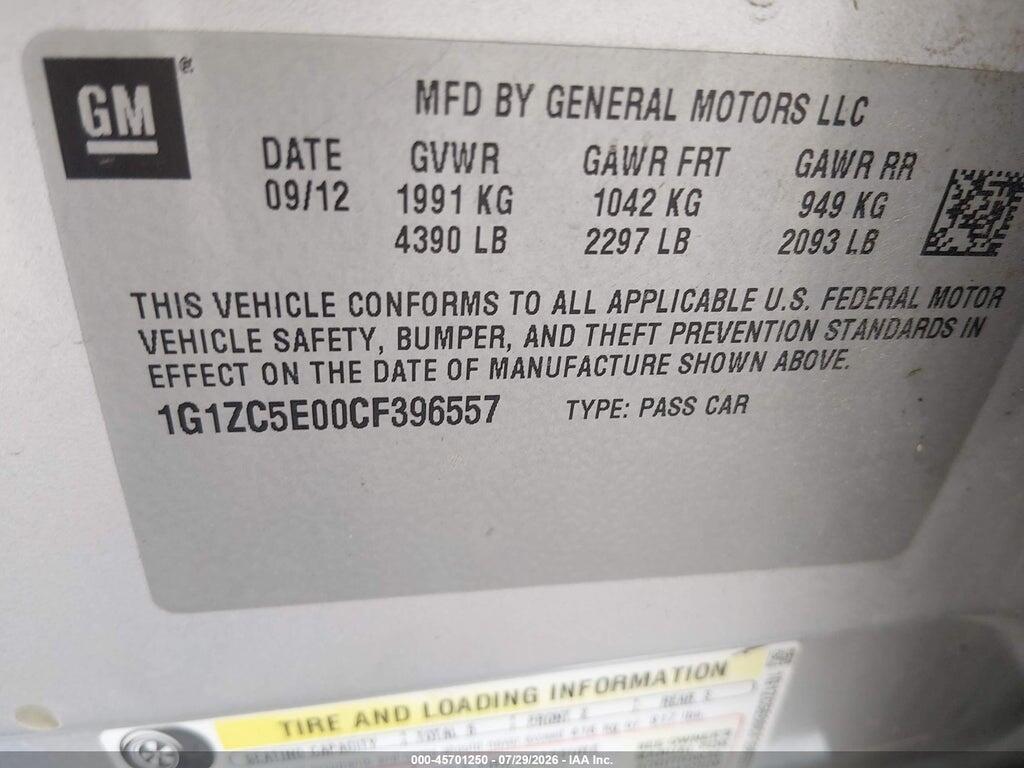 1G1ZC5E00CF396557 2012 CHEVROLET MALIBU photo no. 9