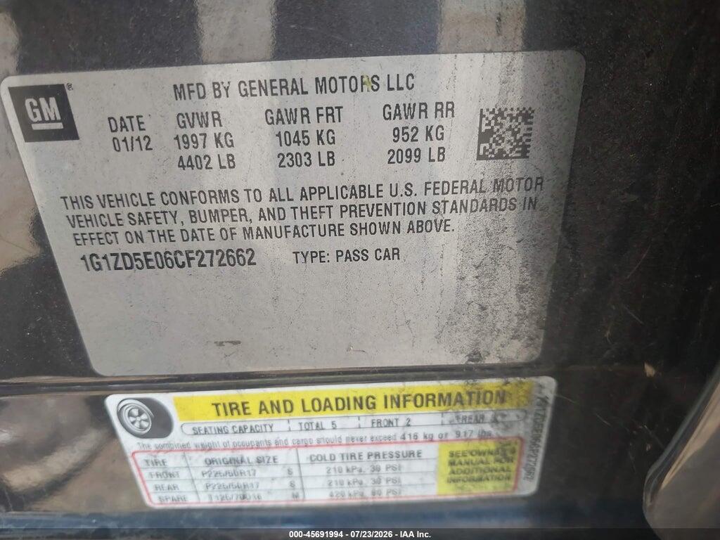1G1ZD5E06CF272662 2012 CHEVROLET MALIBU photo no. 9