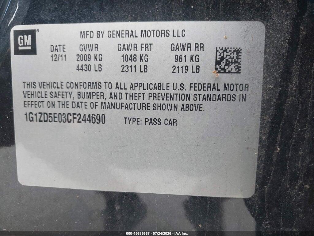 1G1ZD5E03CF244690 2012 CHEVROLET MALIBU photo no. 9