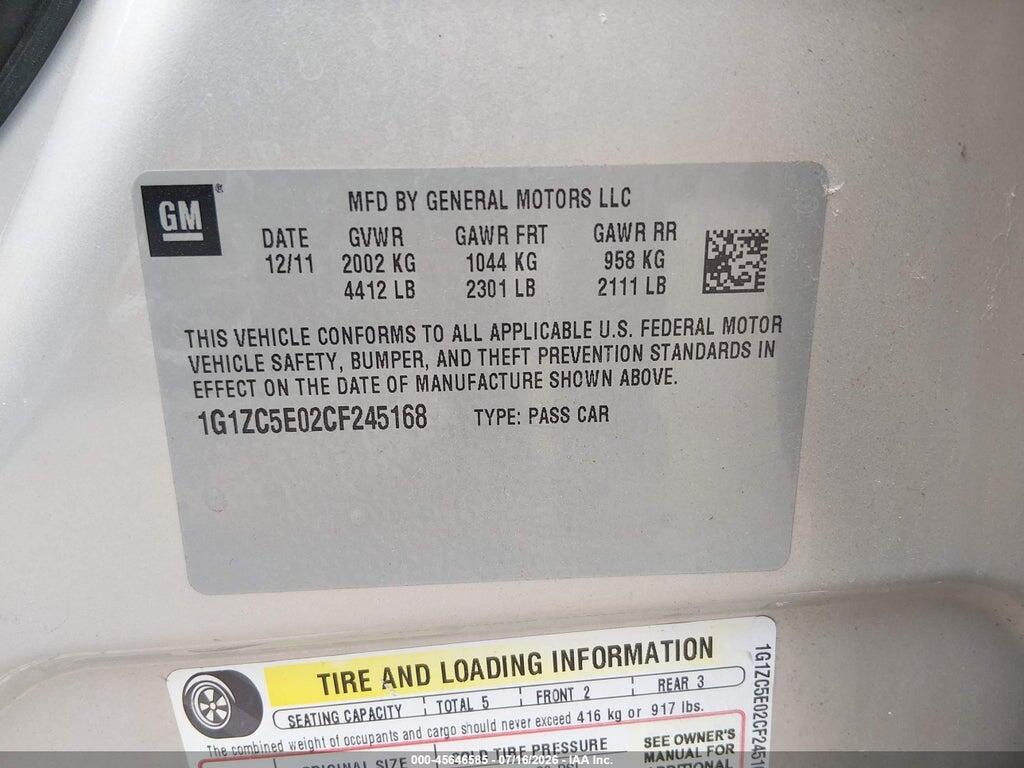 1G1ZC5E02CF245168 2012 CHEVROLET MALIBU photo no. 9