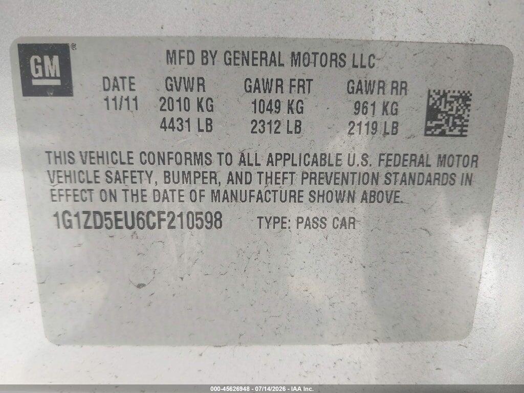 1G1ZD5EU6CF210598 2012 CHEVROLET MALIBU photo no. 9