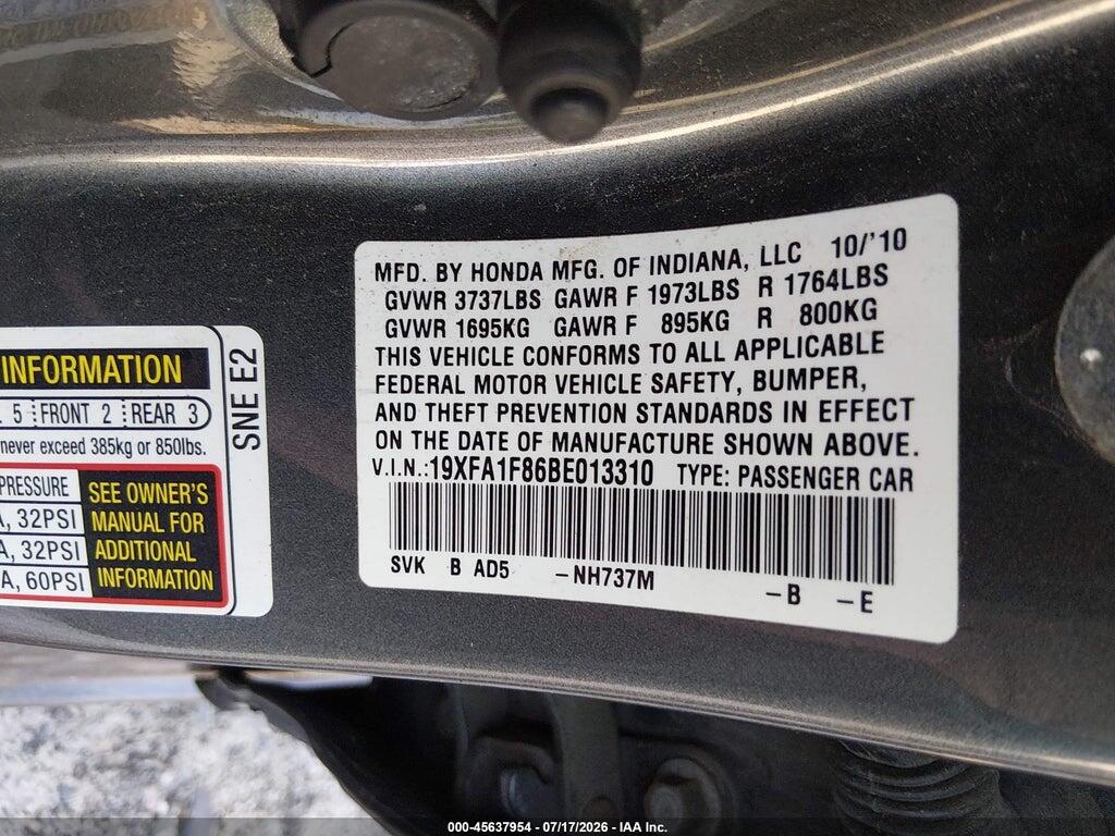 19XFA1F86BE013310 2011 HONDA CIVIC photo no. 9