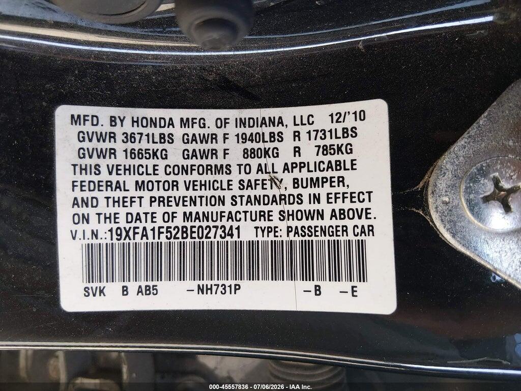 19XFA1F52BE027341 2011 HONDA CIVIC photo no. 9