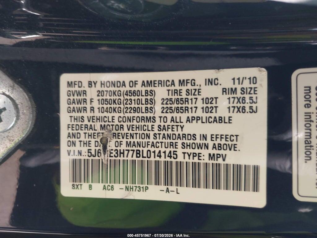 5J6RE3H77BL014145 2011 HONDA CR-V photo no. 9