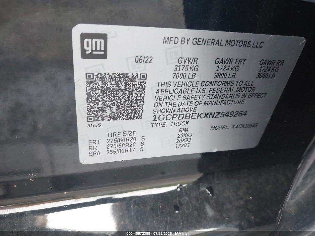 1GCPDBEKXNZ549264 2022 CHEVROLET SILVERADO 1500 photo no. 9