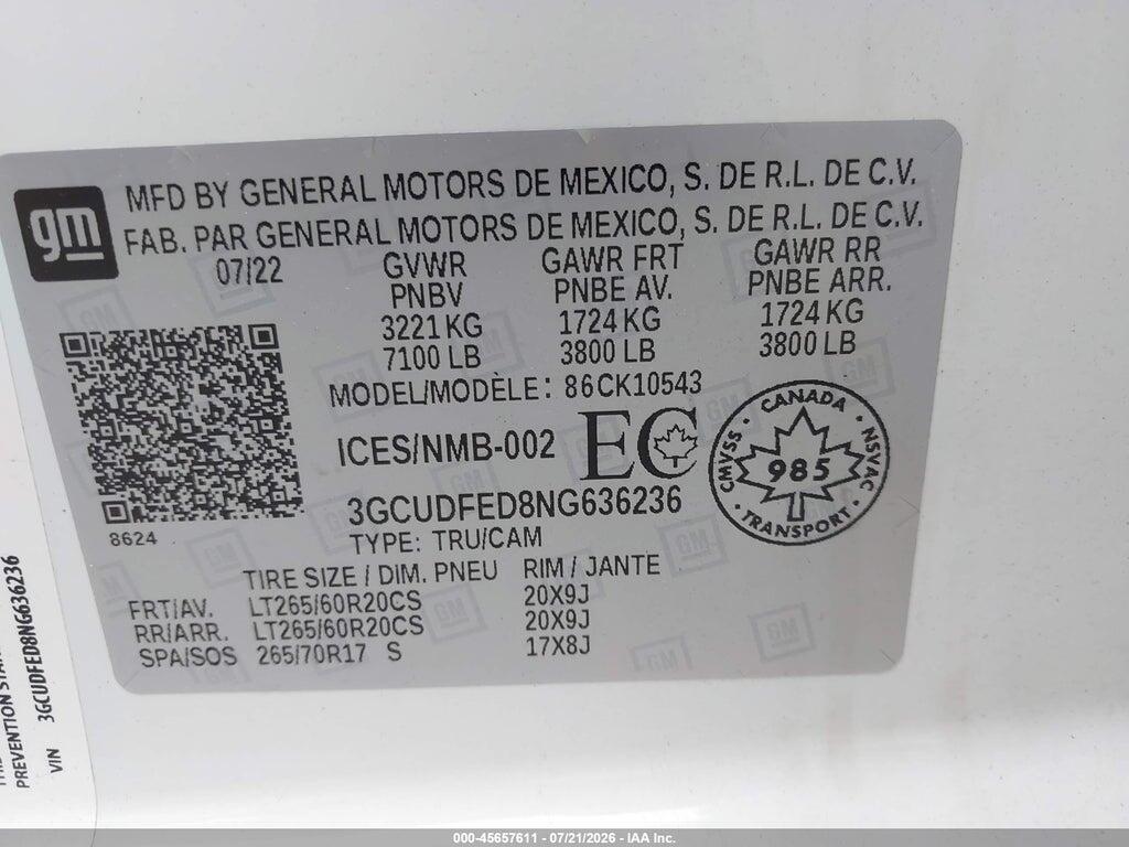 3GCUDFED8NG636236 2022 CHEVROLET SILVERADO 1500 photo no. 9