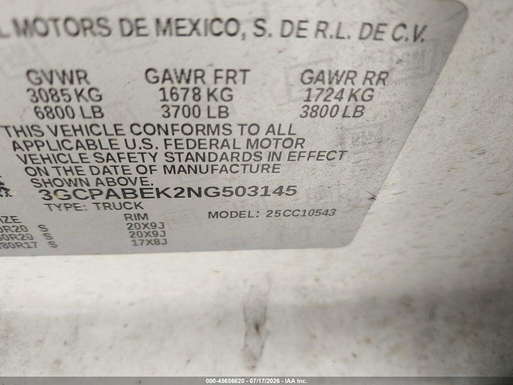3GCPABEK2NG503145 2022 CHEVROLET SILVERADO 1500 photo no. 9