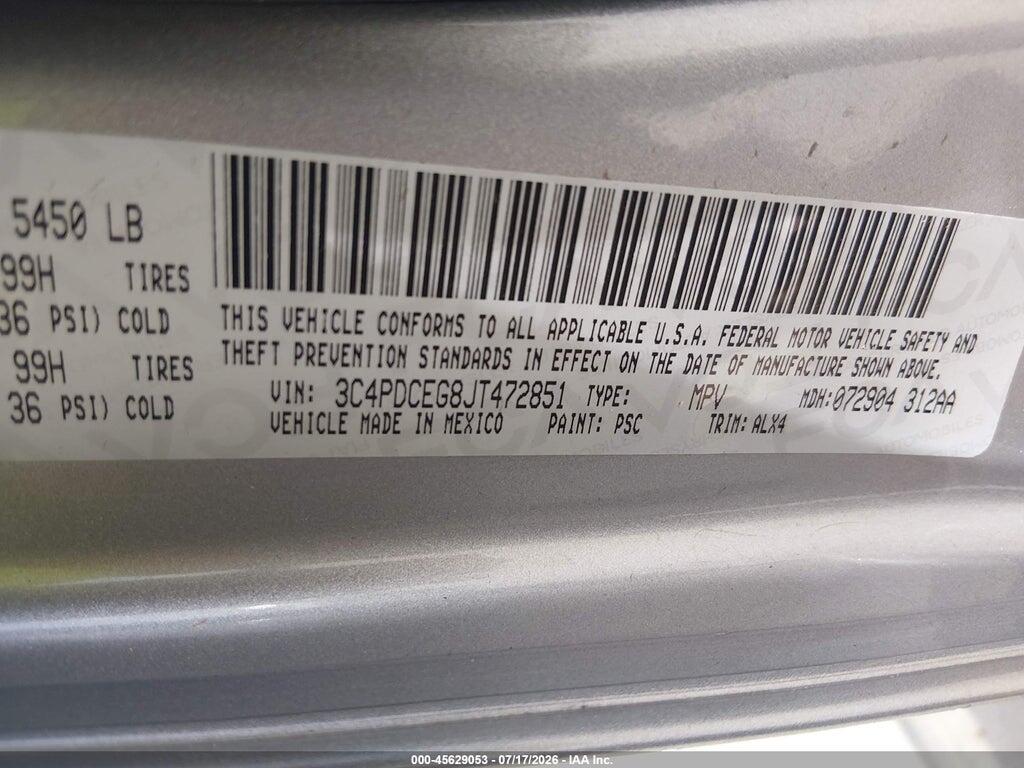 3C4PDCEG8JT472851 2018 DODGE JOURNEY photo no. 9