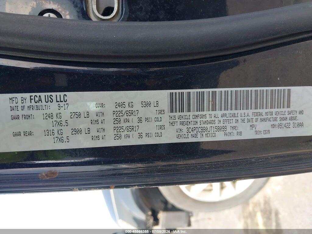 3C4PDCBB0JT158099 2018 DODGE JOURNEY photo no. 9