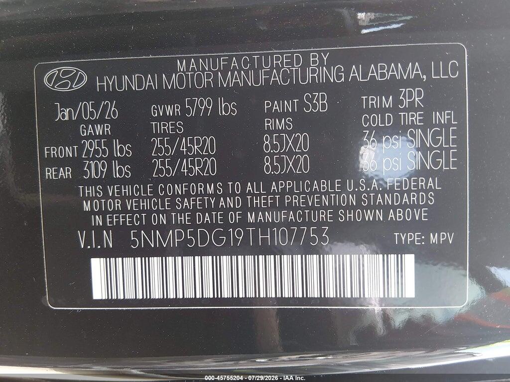 5NMP5DG19TH107753 2026 HYUNDAI SANTA FE HYBRID photo no. 9