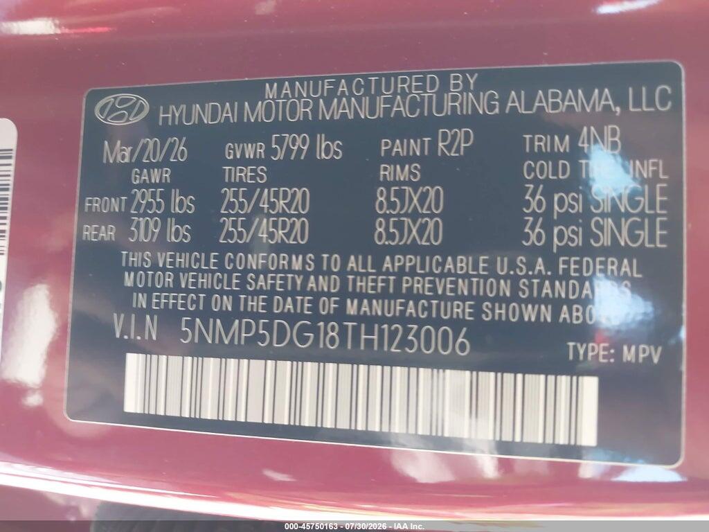 5NMP5DG18TH123006 2026 HYUNDAI SANTA FE HYBRID photo no. 9