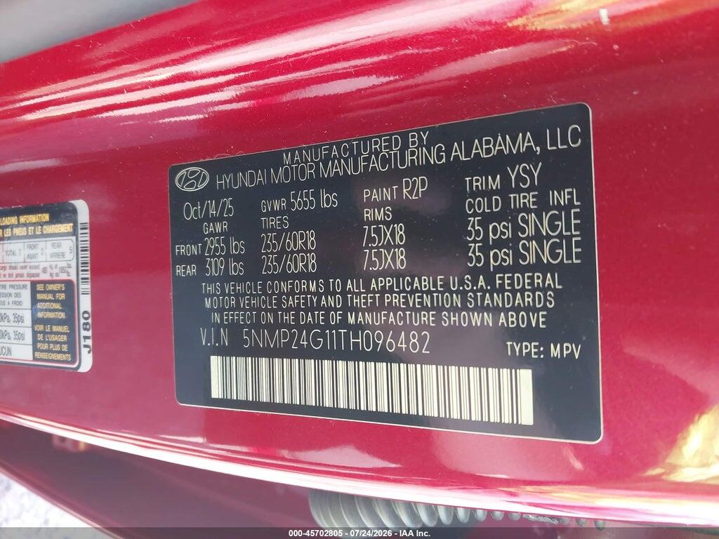 5NMP24G11TH096482 2026 HYUNDAI SANTA FE HYBRID photo no. 9