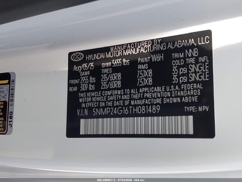 5NMP24G16TH081489 2026 HYUNDAI SANTA FE HYBRID photo no. 9