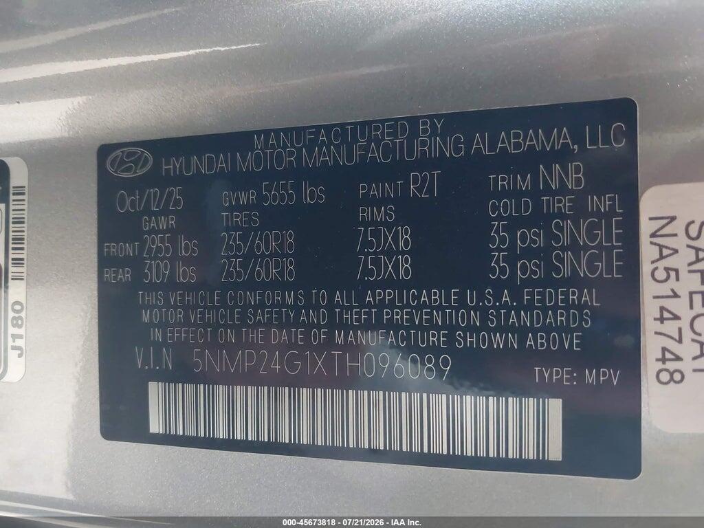 5NMP24G1XTH096089 2026 HYUNDAI SANTA FE HYBRID photo no. 9